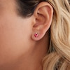 Thumbnail Image 2 of 6mm Heart-Shaped Lab-Created Ruby and Cubic Zirconia Stud Earrings in 10K Gold