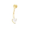 Thumbnail Image 0 of 10K Semi-Solid Gold CZ Heart Belly Button Ring - 14G 3/8"