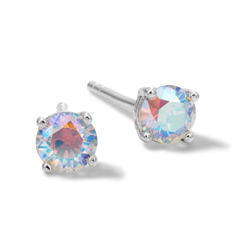 4mm Iridescent Cubic Zirconia Stud Earrings in Sterling Silver