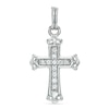 Thumbnail Image 0 of Cubic Zirconia Ornate Cross Dangle Charm in Sterling Silver