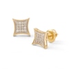 Thumbnail Image 0 of 1/10 CT. T.W. Diamond Concave Square Stud Earrings in Sterling Silver and 14K Gold Plate