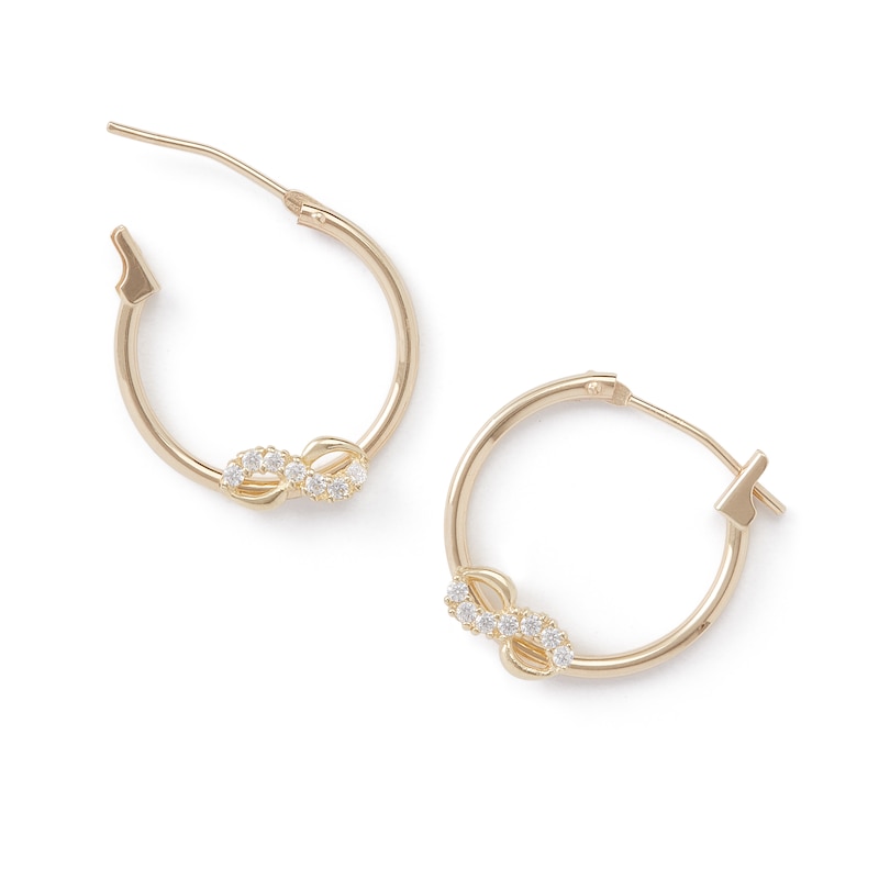 Cubic Zirconia Infinity Hoop Earrings in 10K Gold