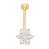Thumbnail Image 0 of 10K Solid Gold CZ Flower Belly Button Ring - 14G 3/8"