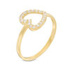 Thumbnail Image 1 of Cubic Zirconia Sideways Heart Ring in 10K Gold