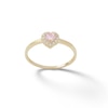 Thumbnail Image 0 of Child's 3mm Heart-Shaped Pink and White Cubic Zirconia Frame Ring in 10K Gold - Size 3
