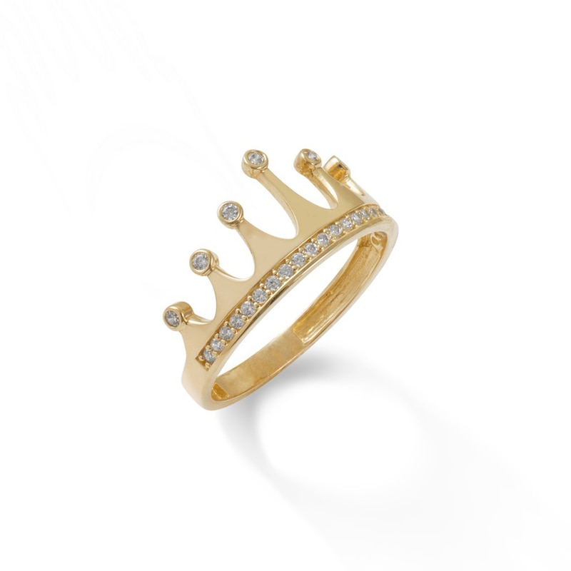Cubic Zirconia Crown Ring in 10K Gold