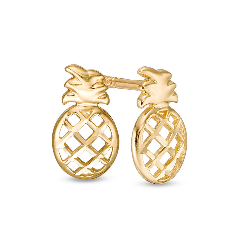 Child's Cut-Out Pineapple Stud Earrings in 10K Gold