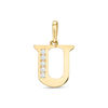 Thumbnail Image 0 of Cubic Zirconia "U" Initial Charm Pendant in 10K Solid Gold
