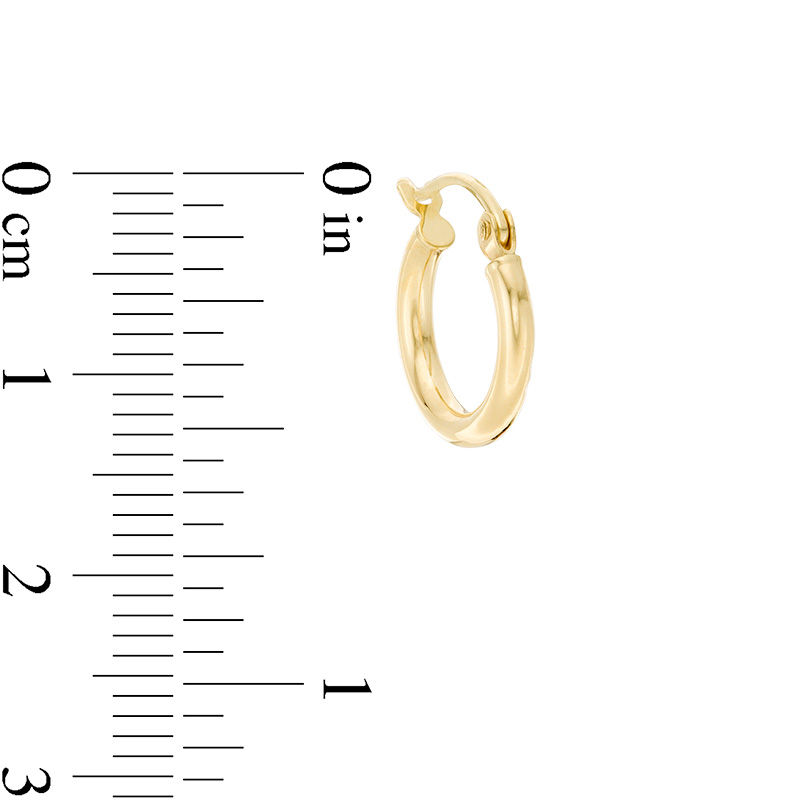 13mm Tube Huggie Hoop Earrings in 14K Gold