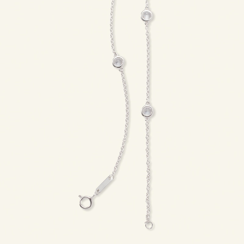 3.5mm Bezel-Set Cubic Zirconia Station Necklace in Solid Sterling Silver