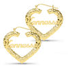 Thumbnail Image 0 of 3.3mm Script Name Bamboo Heart Hoop Earrings in Sterling Silver with 14K Gold Plate (1 Line)