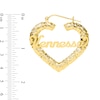 Thumbnail Image 1 of 3.3mm Script Name Bamboo Heart Hoop Earrings in Sterling Silver with 14K Gold Plate (1 Line)