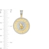 Thumbnail Image 2 of 1/4 CT. T.W. Diamond Praying Hands and Greek Key Medallion Necklace Charm in 10K Gold