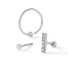 Thumbnail Image 0 of Stainless Steel Tube and Brass Solid CZ Star, Bar and Bead Cartilage Barbell and Hoop Set - 18G