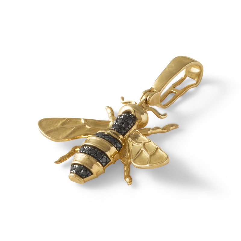 1/15 CT. T.W. Black Diamond Bumble Bee Necklace Charm in 10K Gold