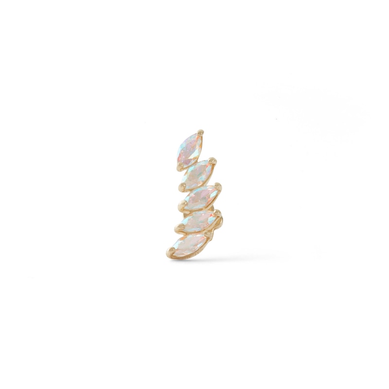 14K Gold Tube CZ Five-Stone Marquise Stud - 18G 5/16"