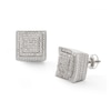 Thumbnail Image 0 of 1/4 CT. T.W. Diamond Tiered Square Stud Earrings in Sterling Silver