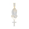 Thumbnail Image 0 of 1/3 CT. T.W. Diamond Pavé Praying Hands with Cross Dangle Charm in 10K Gold