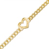 Thumbnail Image 0 of 10K Hollow Gold Textured Heart Outline Curb Chain Bracelet - 7.5"