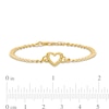 Thumbnail Image 1 of 10K Hollow Gold Textured Heart Outline Curb Chain Bracelet - 7.5"