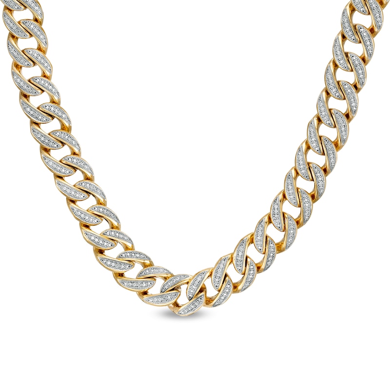 1 CT. T.W. Diamond Cuban Link Chain Necklace in Sterling Silver with 14K Gold Plate – 22"