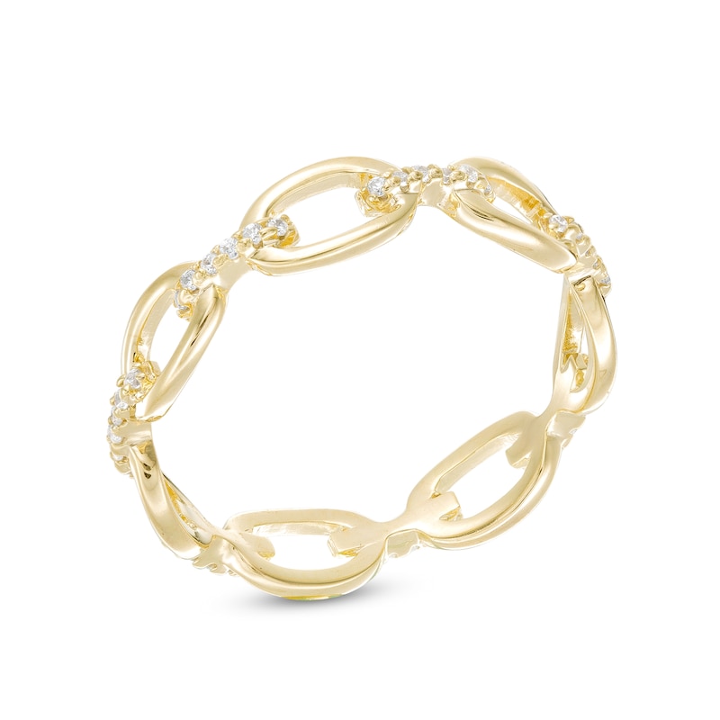 Cubic Zirconia Oval Chain Link Ring in Sterling Silver with 18K Gold Plate