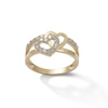 Thumbnail Image 0 of Cubic Zirconia Double Heart Ring in Sterling Silver with 14K Gold Plate - Size 7