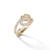 Thumbnail Image 1 of Cubic Zirconia Double Heart Ring in Sterling Silver with 14K Gold Plate - Size 7