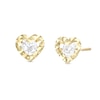 Thumbnail Image 0 of Cubic Zirconia Diamond-Cut Heart Stud Earrings in 10K Gold