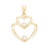 Thumbnail Image 0 of Cubic Zirconia Double Heart Necklace Charm in 10K Gold