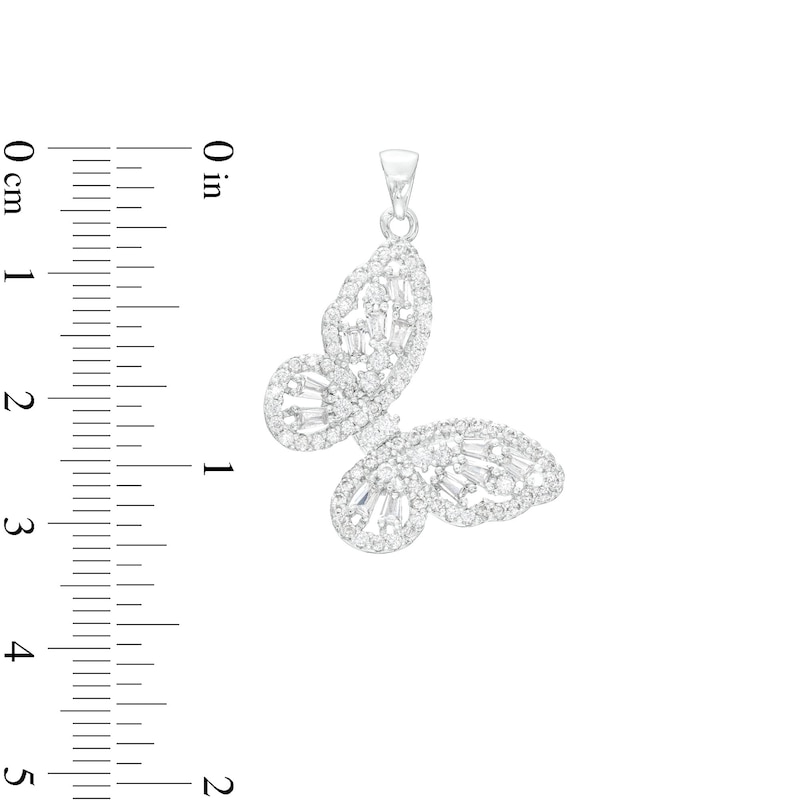 Cubic Zirconia Medium Butterfly Necklace Charm in Sterling Silver