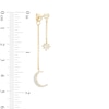 Thumbnail Image 1 of Cubic Zirconia Star and Moon Double Dangle Drop Earrings in Solid Sterling Silver with 18K Gold Plate
