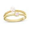 Thumbnail Image 0 of Cubic Zirconia and Cultured Freshwater Pearl Ring in 10K Gold - Size 7