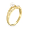 Thumbnail Image 1 of Cubic Zirconia and Cultured Freshwater Pearl Ring in 10K Gold - Size 7