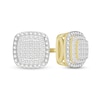 Thumbnail Image 0 of 1/6 CT. T.W. Diamond Double Halo Stud Earrings in Sterling Silver with 14K Gold Plate