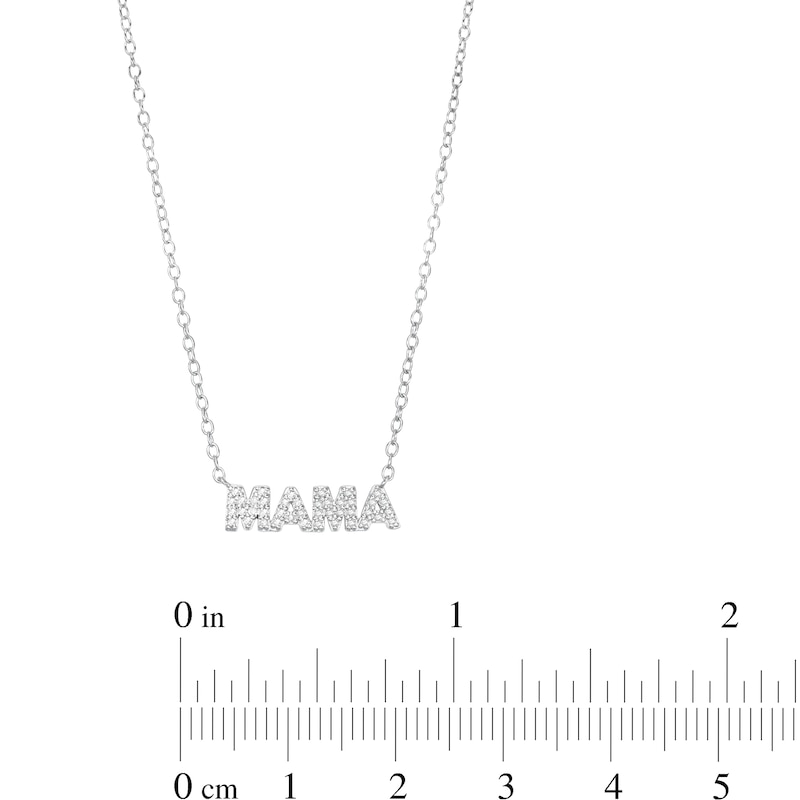 1/8 CT. T.W. Diamond Mama Pendant Necklace in Sterling Silver - 18"