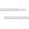 Thumbnail Image 1 of 6.82mm Diamond-Cut Pavé Flat Curb Chain Necklace in Solid Sterling Silver - 18"