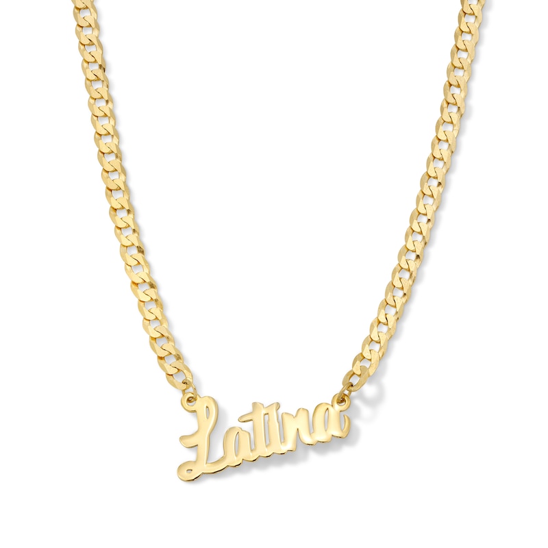 Bold Script Name Personalized Chain Necklace in Solid Sterling Silver with 14K Gold Plate (1 Line) - 18"