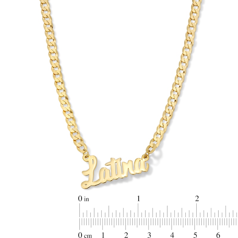 Bold Script Name Personalized Chain Necklace in Solid Sterling Silver with 14K Gold Plate (1 Line) - 18"