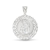 Thumbnail Image 0 of Chain Framed Jesus Medallion Necklace Charm in 10K Solid White Gold