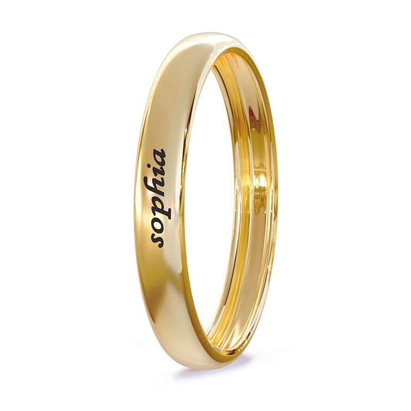 Engravable Wedding Band Ring in Sterling Silver with 14K Gold Plate