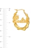 Thumbnail Image 1 of Personalized Crown Name Bamboo Hoop Earrings in Sterling Silver with 14K Gold Plate
