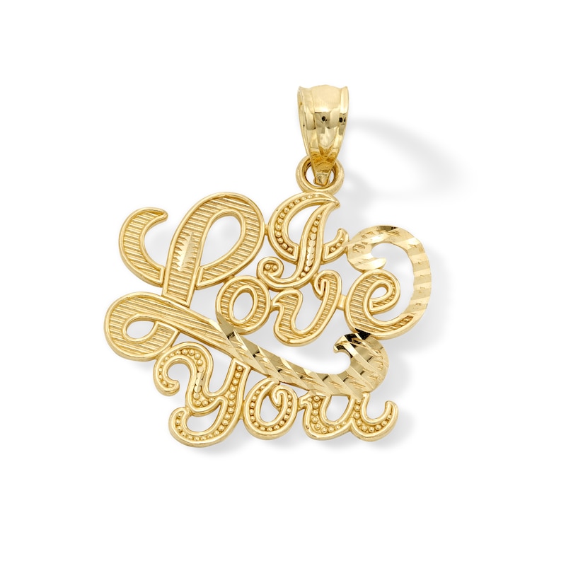 10K Solid Gold I Love You Necklace Charm