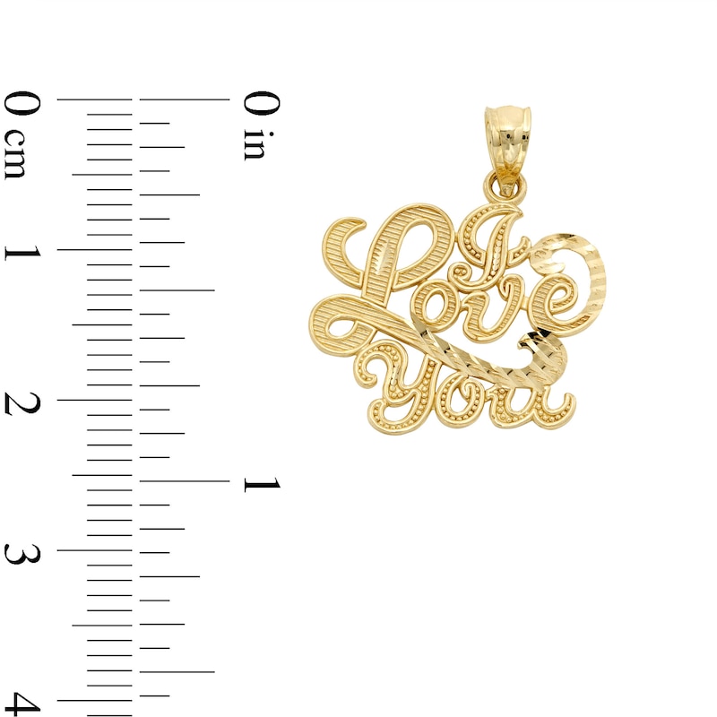 10K Solid Gold I Love You Necklace Charm