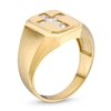 Thumbnail Image 1 of 10K Hollow Gold CZ Signet Cross Ring - Size 10.5