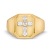 Thumbnail Image 2 of 10K Hollow Gold CZ Signet Cross Ring - Size 10.5
