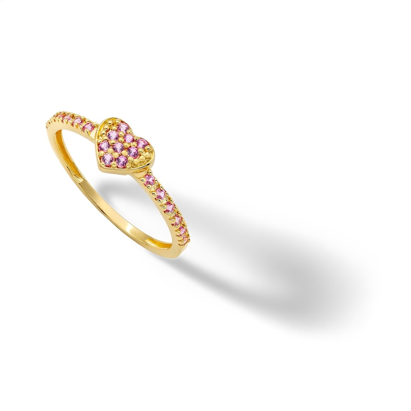 ​​​​​​​10K Solid Gold CZ Pink Heart Ring