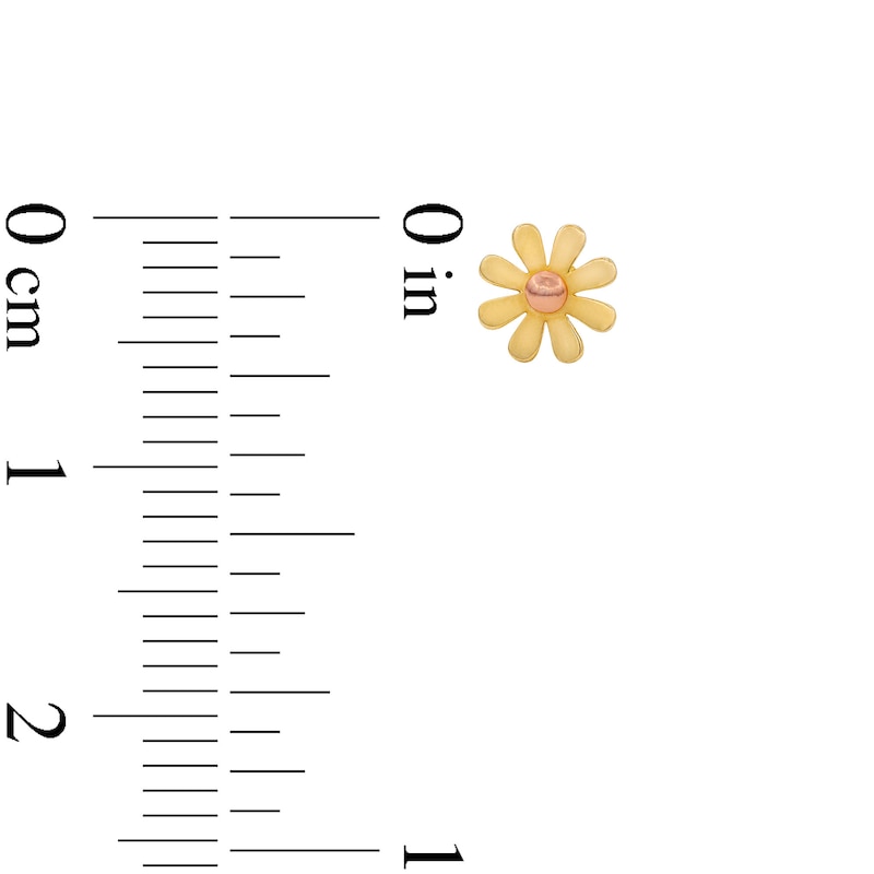 Child's 10K Solid Gold Daisy Two-Tone Studs