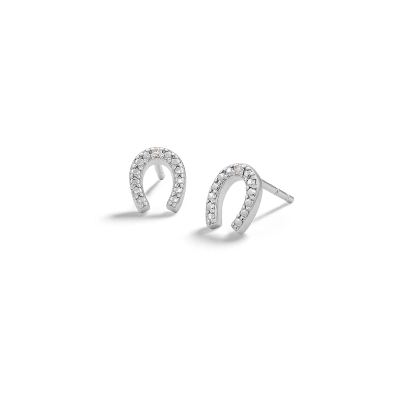 Sterling Silver Diamond Accent Horseshoe Studs