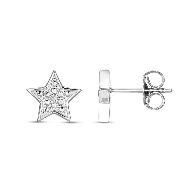 Sterling Silver Diamond Accent Star Studs